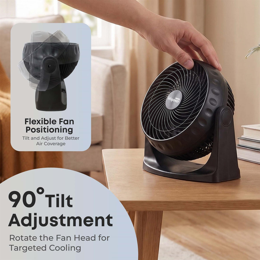 8 INCH TURBO POWER DESK FAN COMPACT PORTABLE AIR CIRCULATOR