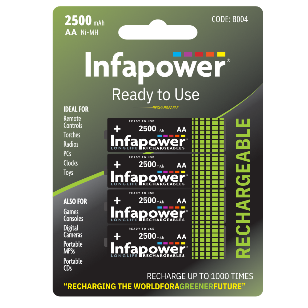 4 AA 2500mAh Batteries Ready to Use