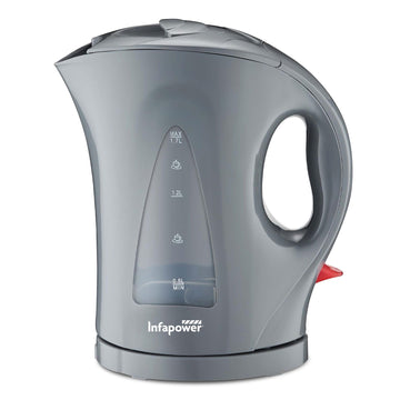 Infapower 1.7L Cordless Electric Kettle Grey 2200W Fast Boil Kitchen Jug Kettle 1.7 Litre