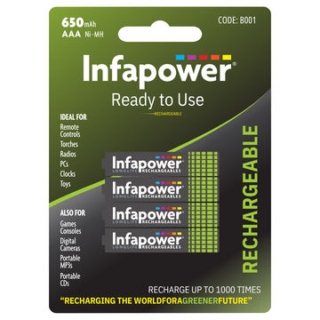 4 AAA 650mAh Batteries Ready to Use