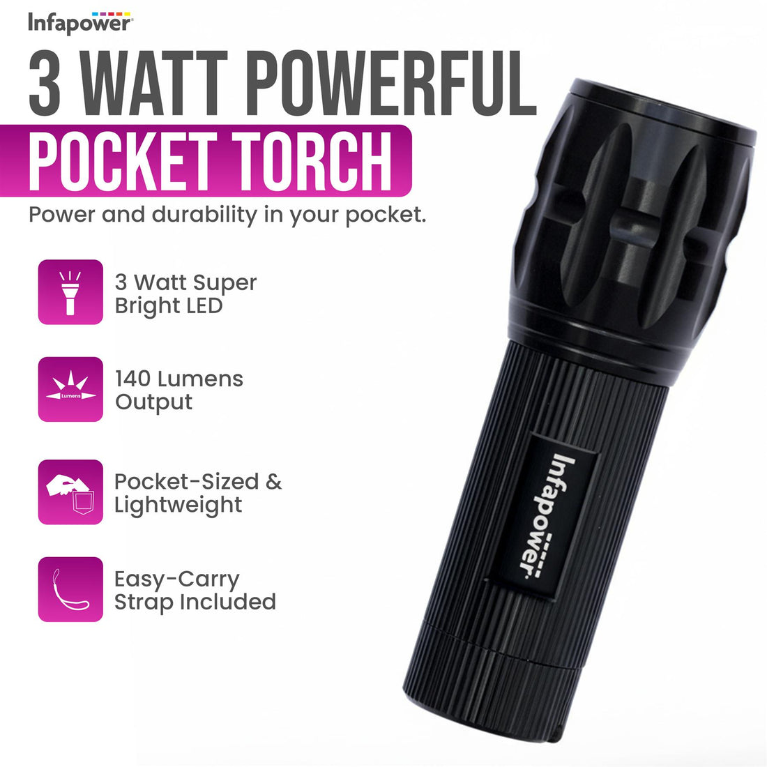 3 WATT POWERFUL POCKET TORCH
