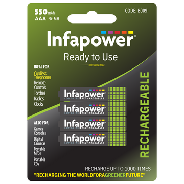 4 AAA 550mAh Batteries Ready to Use