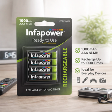 4 AAA 1000mAh Batteries Ready to Use