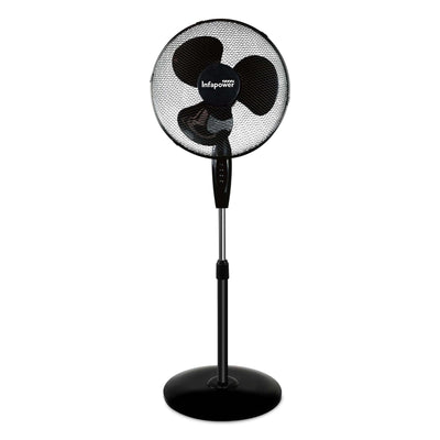 16 INCH BLACK PEDESTAL FAN 3 SPEED OSCILLATING ADJUSTABLE HEIGHT