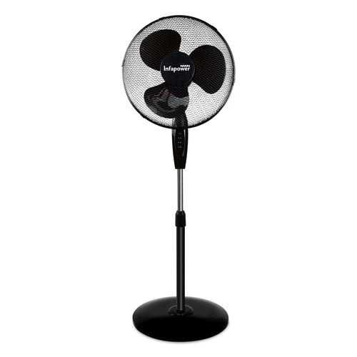 16 INCH BLACK PEDESTAL FAN 3 SPEED OSCILLATING ADJUSTABLE HEIGHT