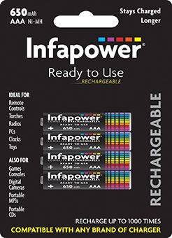 4 AAA 650mAh Batteries Ready to Use