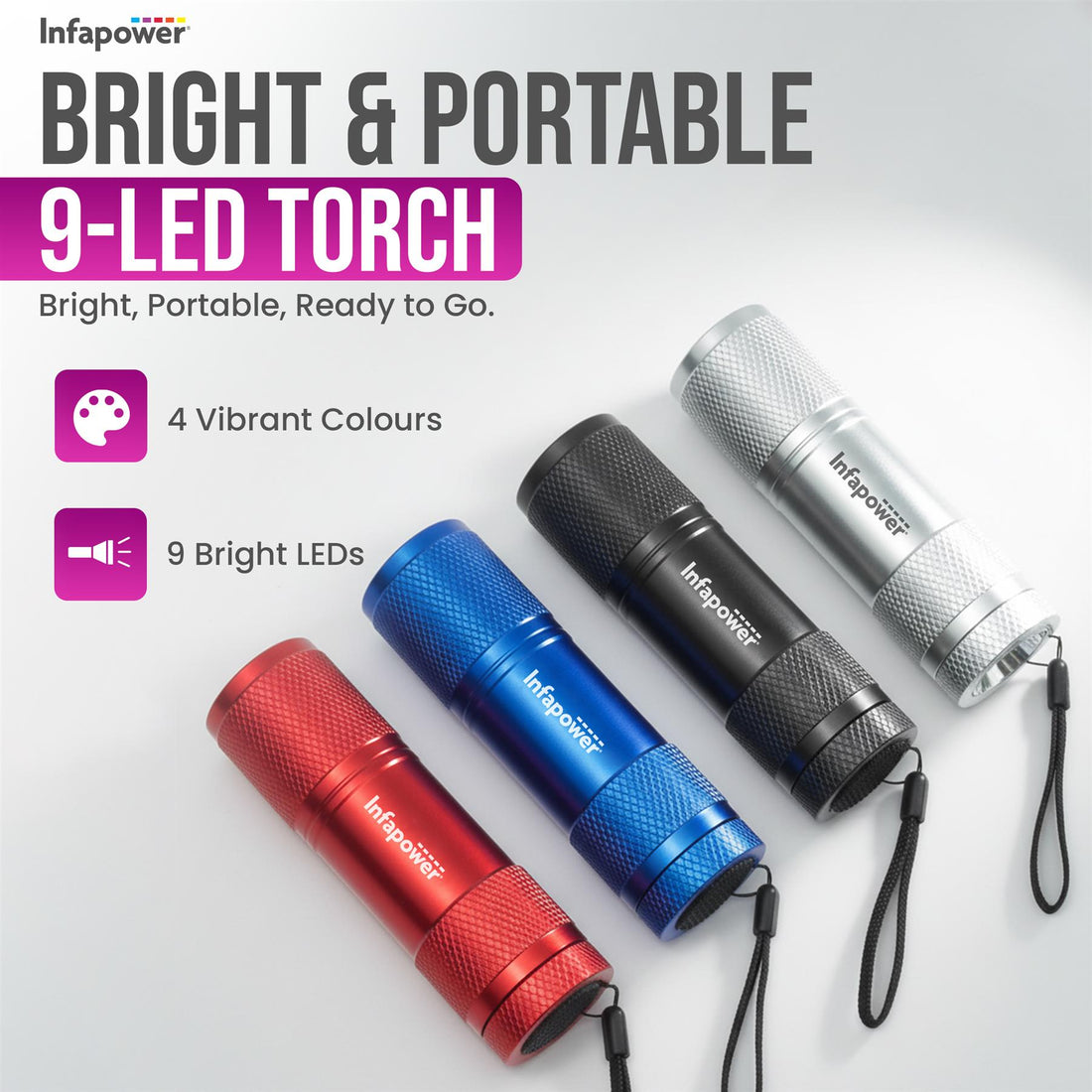9 LED ALUMINIUM TORCH (BOX OF 12)